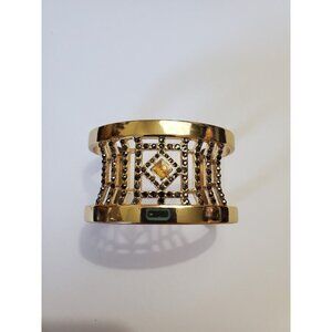 G By Gennaro Gold Tone Cuff Bracelet Rhinestones New